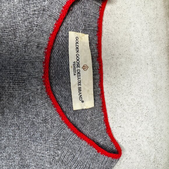 Golden Goose Deluxe Brand Men’s Wool Sweater – Gray with Red Trim (Size XL) - Picture 5 of 7